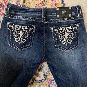 Miss Me Boot Cut Jeans w/ Embellished Pockets